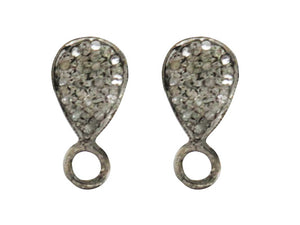 Pave Diamond Loop Stud Earring Pair with Attached Ring, (DER-1097)