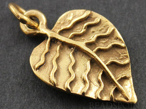 24K Gold Vermeil Over Sterling Silver Betel Leaf Charm -- VM/CH4/CR32 - Beadspoint