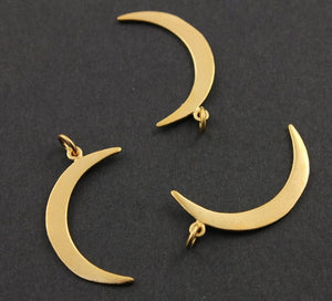 24K Gold Vermeil Over Sterling Silver Crescent Large Moon Charm -- VM/CH5/CR25 - Beadspoint