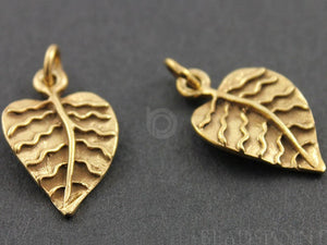 24K Gold Vermeil Over Sterling Silver Betel Leaf Charm -- VM/CH4/CR32 - Beadspoint