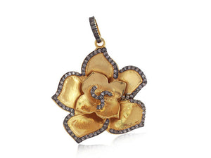 Pave Diamond Gold Lotus Pendant (DPL-2385) - Beadspoint