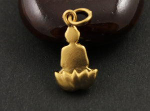 24K Gold Vermeil Over Sterling Silver Buddha Charm -- VM/CH2/CR55 - Beadspoint