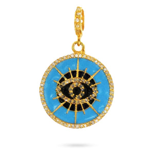 Pave Diamond Evil Eye Enamel Pendant, (DPS-134)