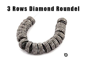 Pave Diamond 3 rows Spacer Roundels, (DF/RND/3)
