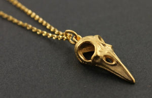 24K Gold Vermeil Over Sterling Silver Bird Skull Charm -- VM/CH10/CR45 - Beadspoint