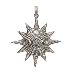 Pave Diamond Large Sunburst Pendant, (DPL-2390) - Beadspoint