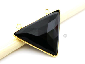 Gold Plated Faceted Triangle Bezel, 22x30 mm, Multiple Colors, (BZC-9017) - Beadspoint